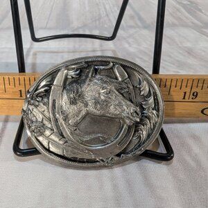 Vintage 1995 Siskiyou Buckle Co. Horse & Horseshoe Western Belt Buckle M-2